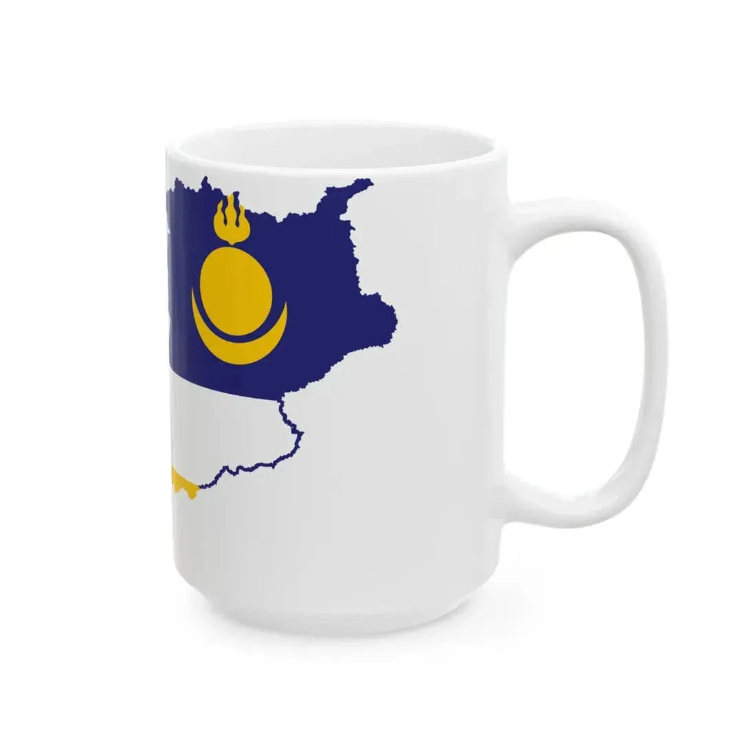 Flag-map of Buryatia (Russia) White Coffee Mug - Go Mug Yourself