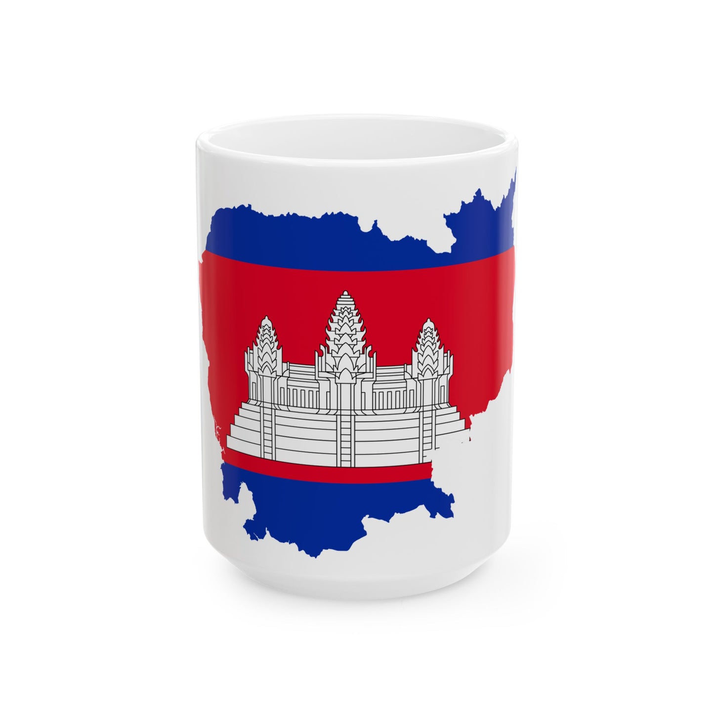 Flag map of Cambodia (Cambodia) White Coffee Mug-15oz-Go Mug Yourself