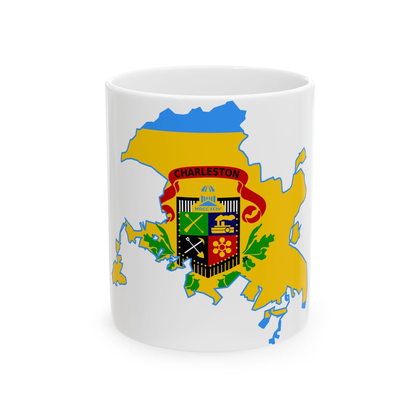 Flag map of Charleston West Virginia (United States) White Coffee Mug-11oz-Go Mug Yourself