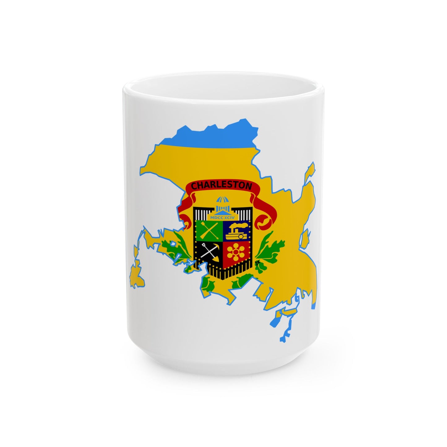 Flag map of Charleston West Virginia (United States) White Coffee Mug-15oz-Go Mug Yourself