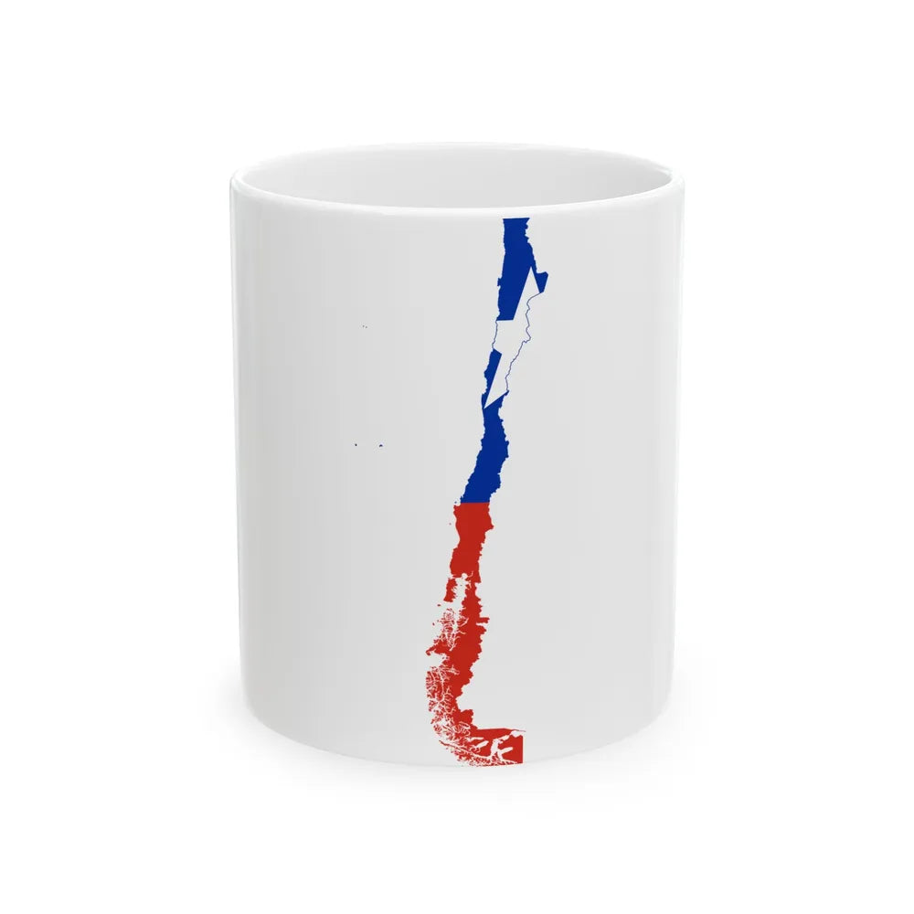 Flag-map of Chile (Chile) White Coffee Mug 11oz - Go Mug Yourself