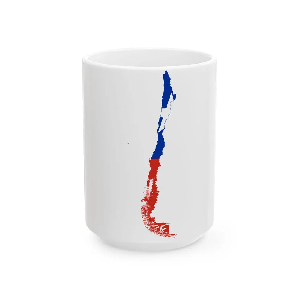 Flag-map of Chile (Chile) White Coffee Mug 15oz - Go Mug Yourself