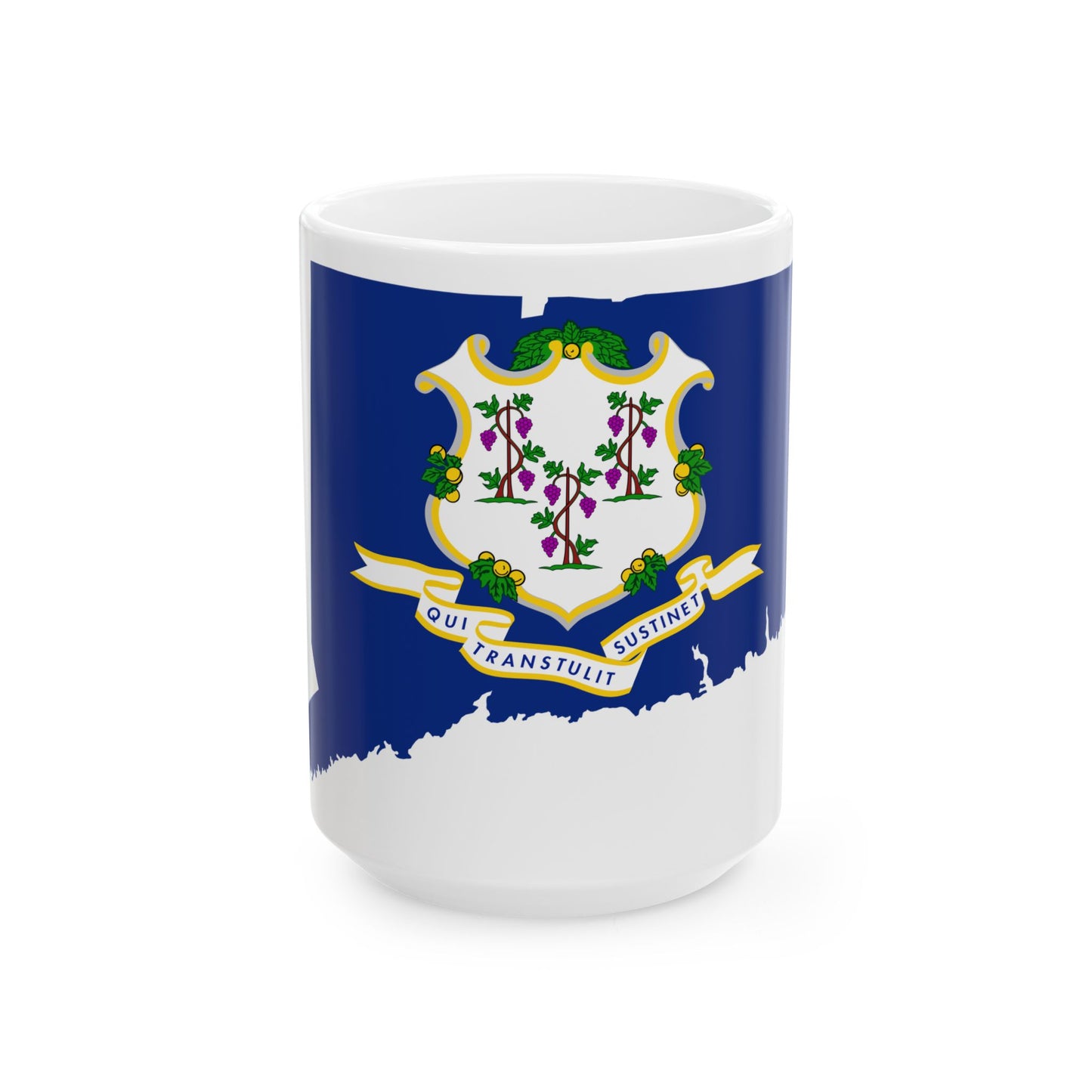 Flag-map of Connecticut (United States) White Coffee Mug-15oz-Go Mug Yourself