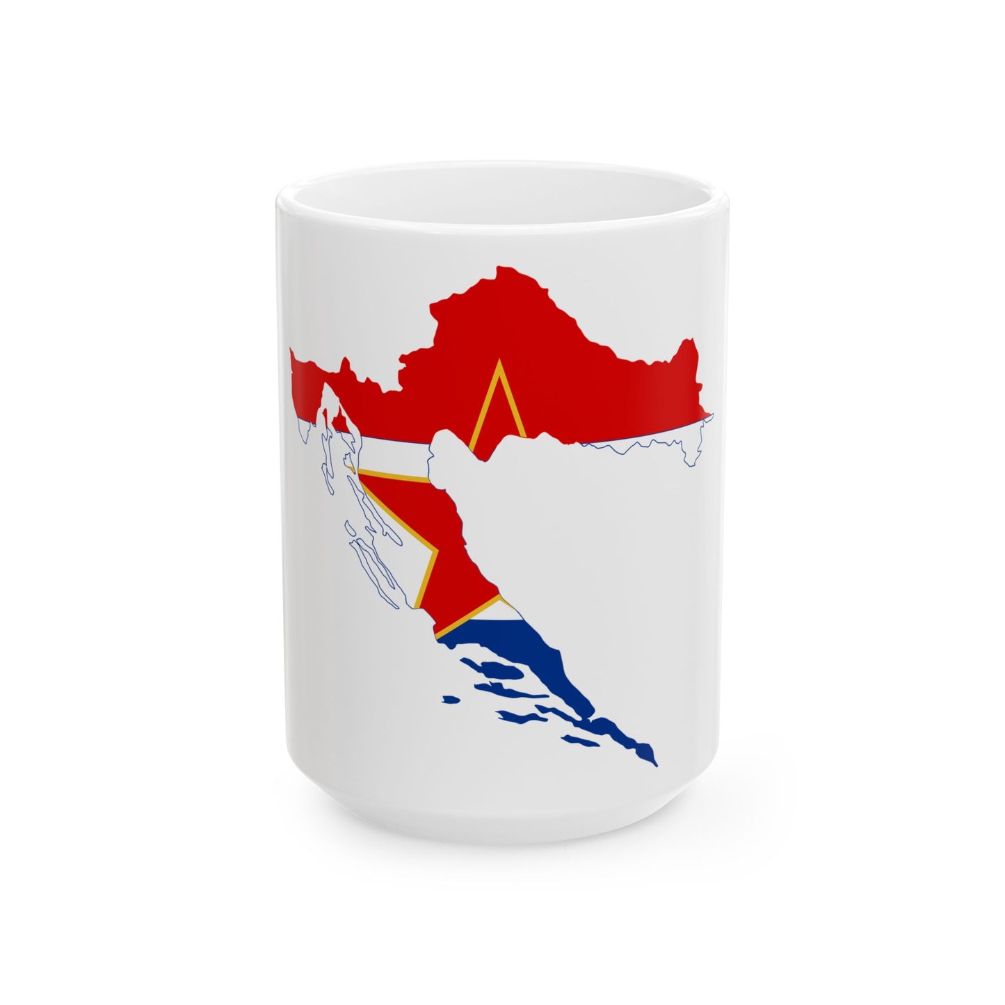 Flag map of Croatia 1947-1990 (Croatia) White Coffee Mug-15oz-Go Mug Yourself