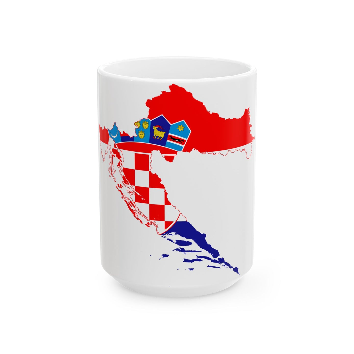 Flag map of Croatia (Croatia) White Coffee Mug-15oz-Go Mug Yourself