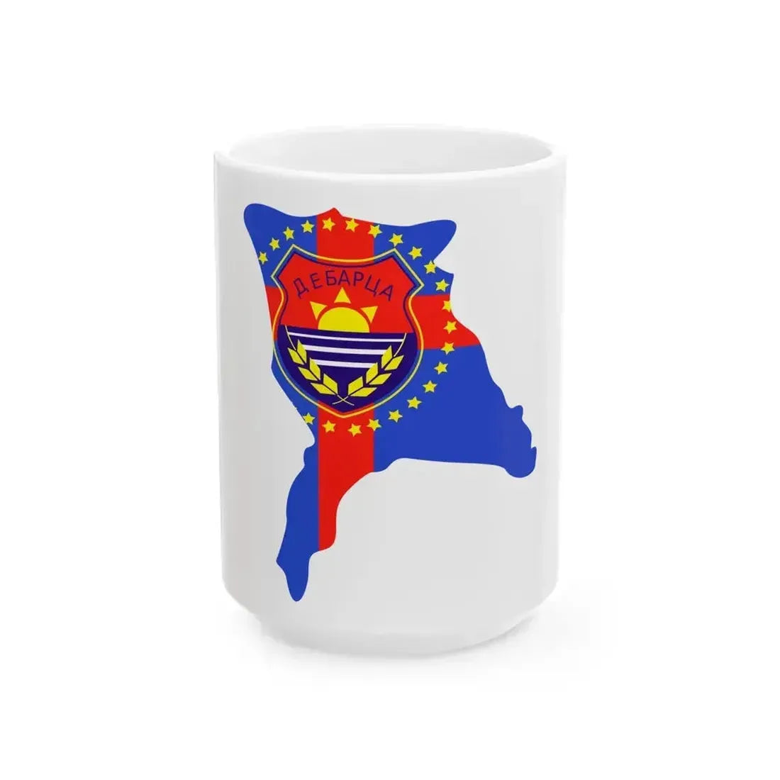 Flag map of Debarca Municipality (North Macedonia) White Coffee Mug 15oz - Go Mug Yourself