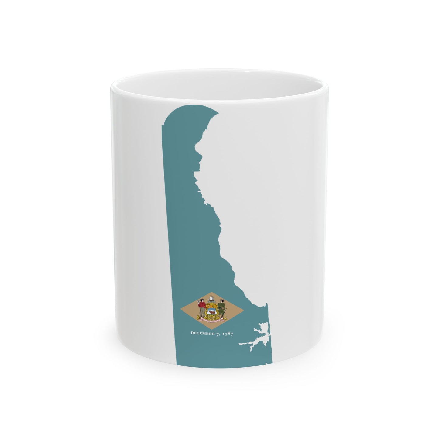 Flag-map of Delaware (United States) White Coffee Mug-11oz-Go Mug Yourself
