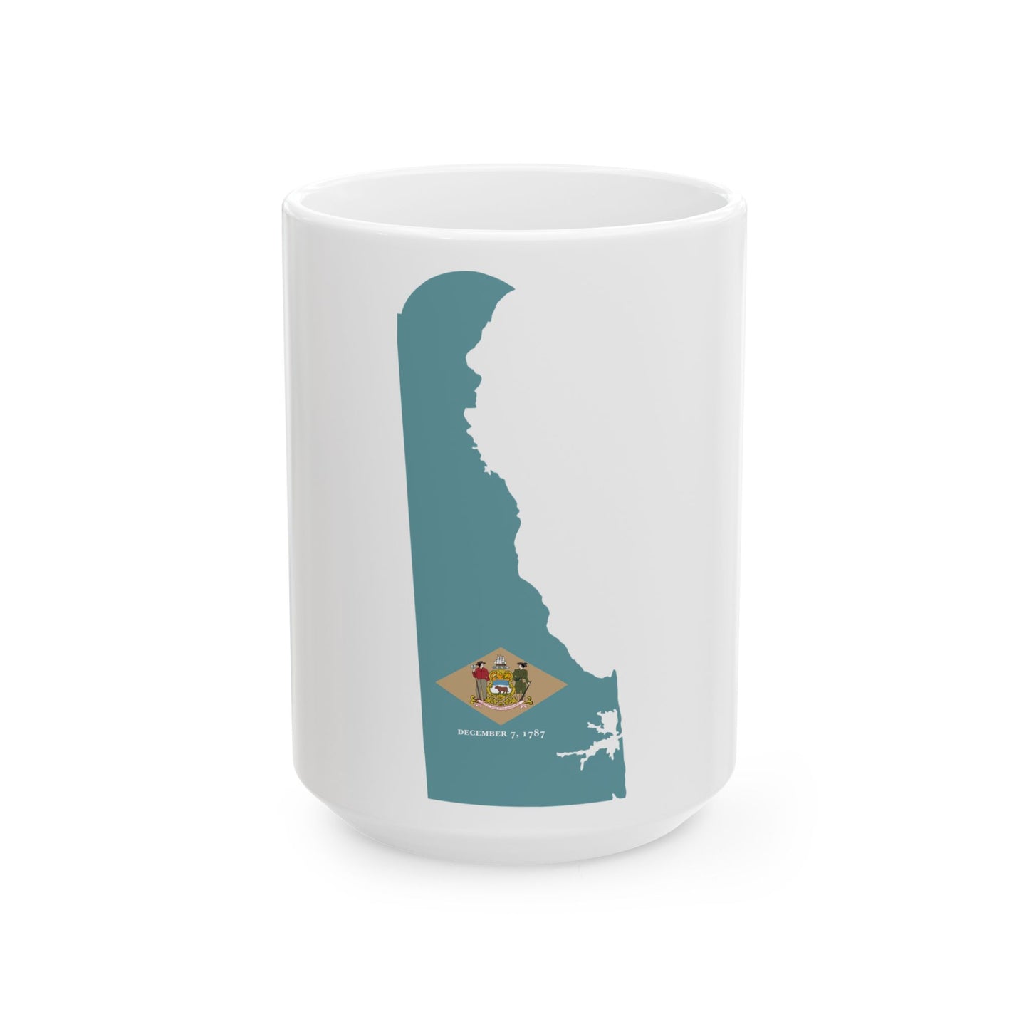 Flag-map of Delaware (United States) White Coffee Mug-15oz-Go Mug Yourself