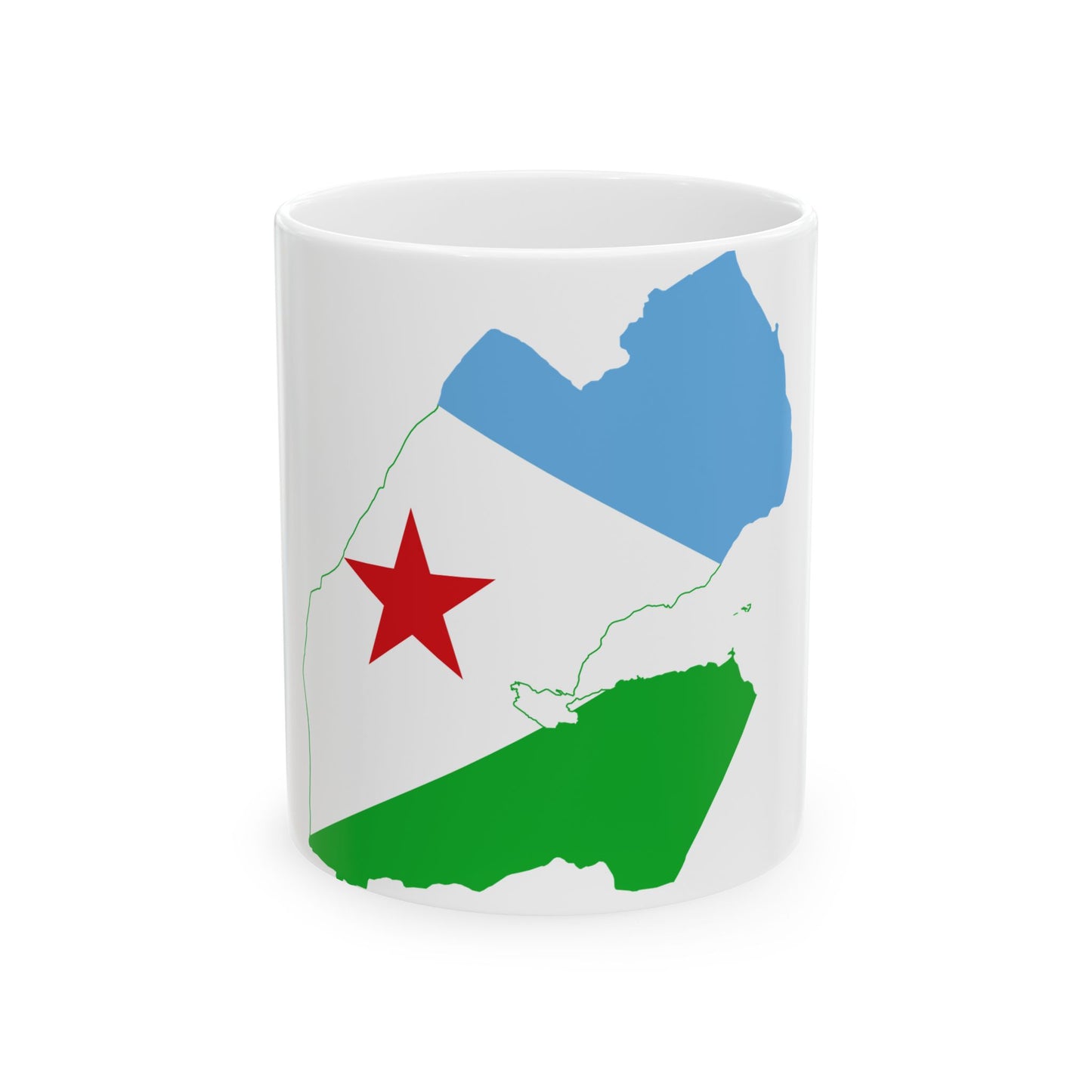 Flag map of Djibouti (Djibouti) White Coffee Mug-11oz-Go Mug Yourself