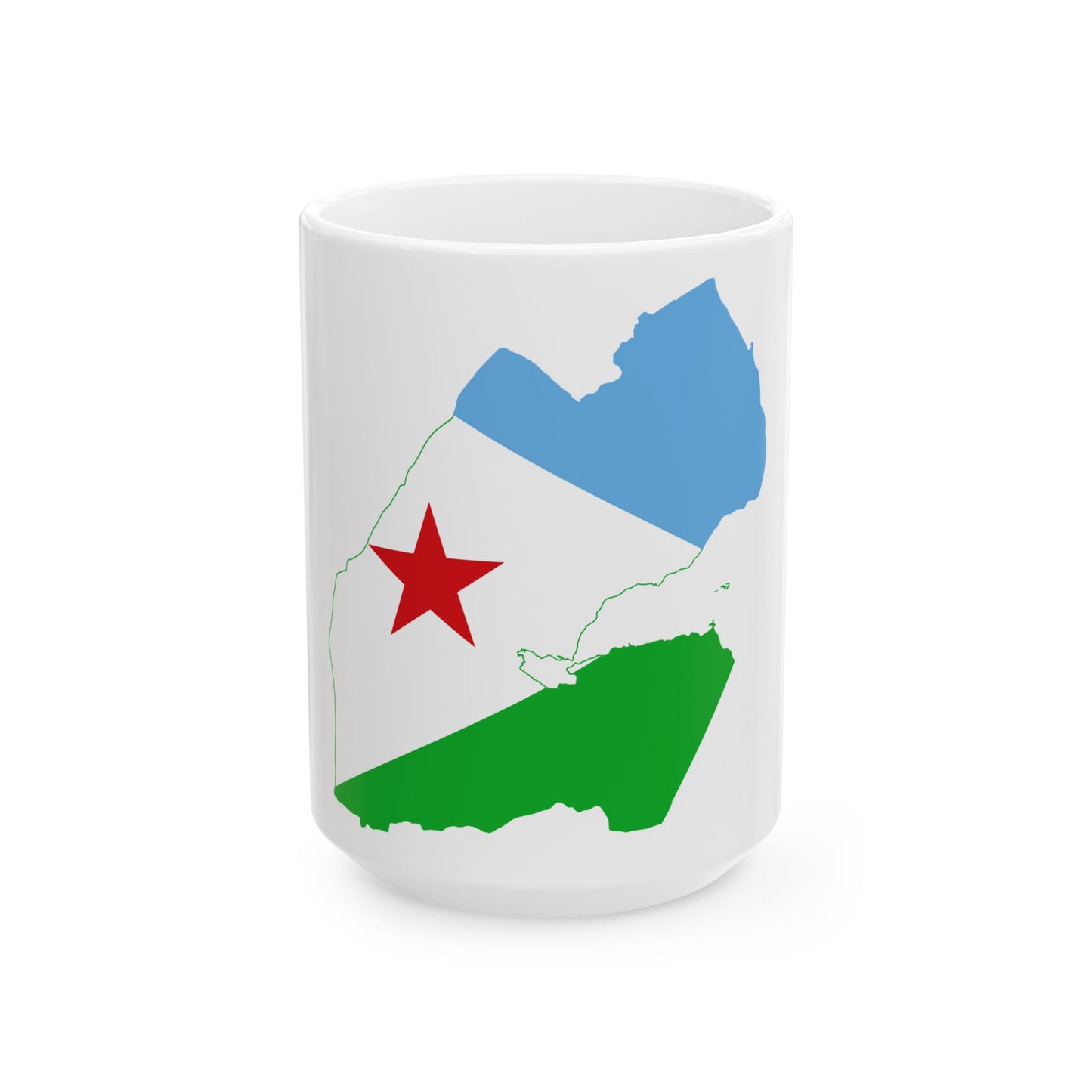 Flag map of Djibouti (Djibouti) White Coffee Mug-15oz-Go Mug Yourself