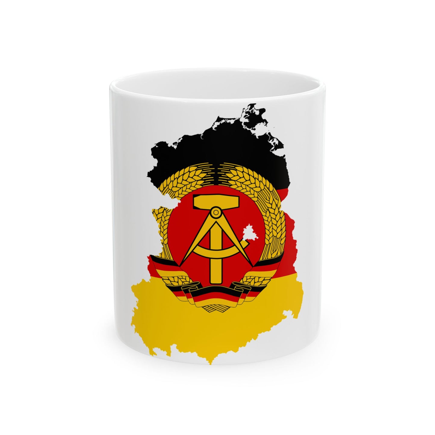 Flag map of East Germany 1959-1990 (Germany) White Coffee Mug-11oz-Go Mug Yourself