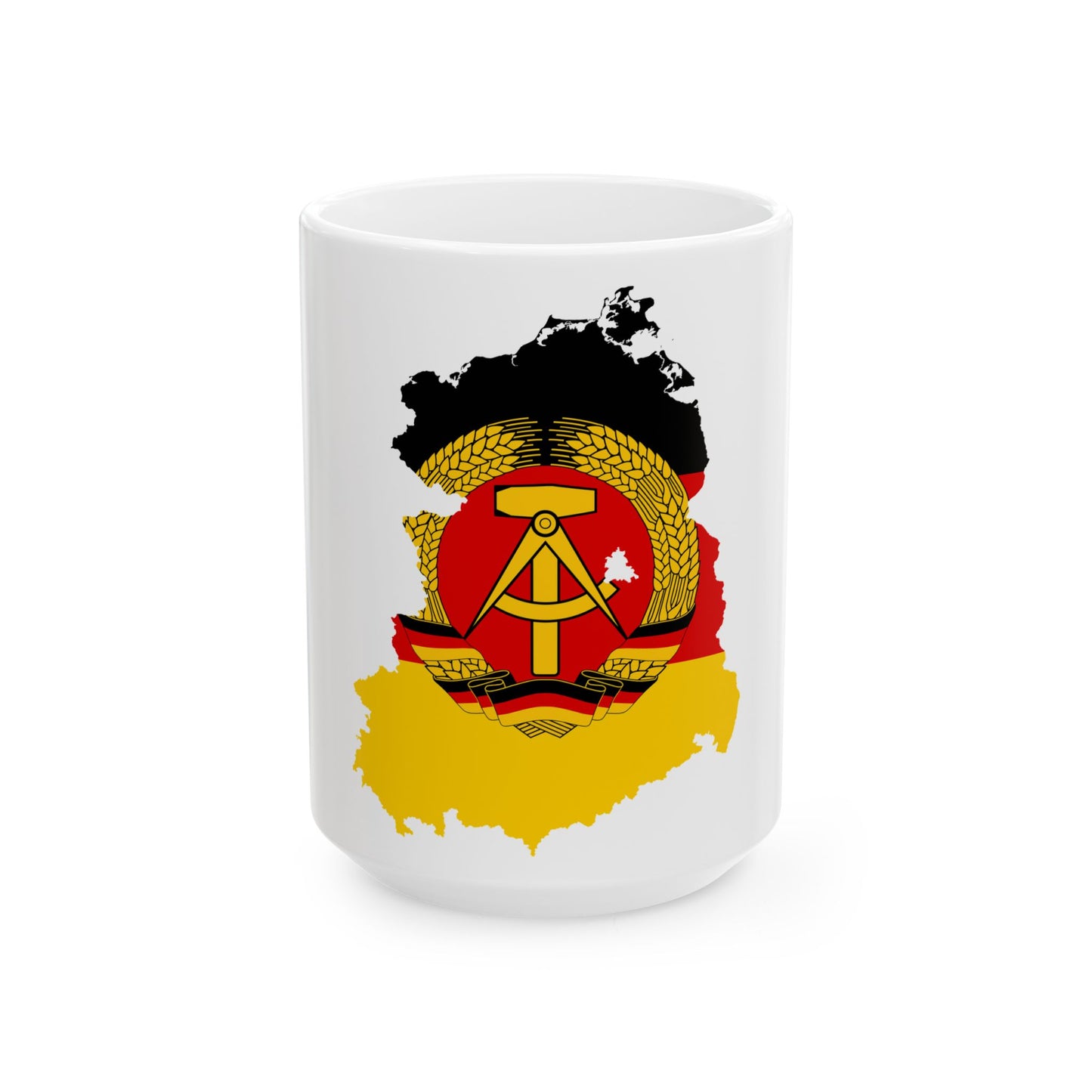 Flag map of East Germany 1959-1990 (Germany) White Coffee Mug-15oz-Go Mug Yourself