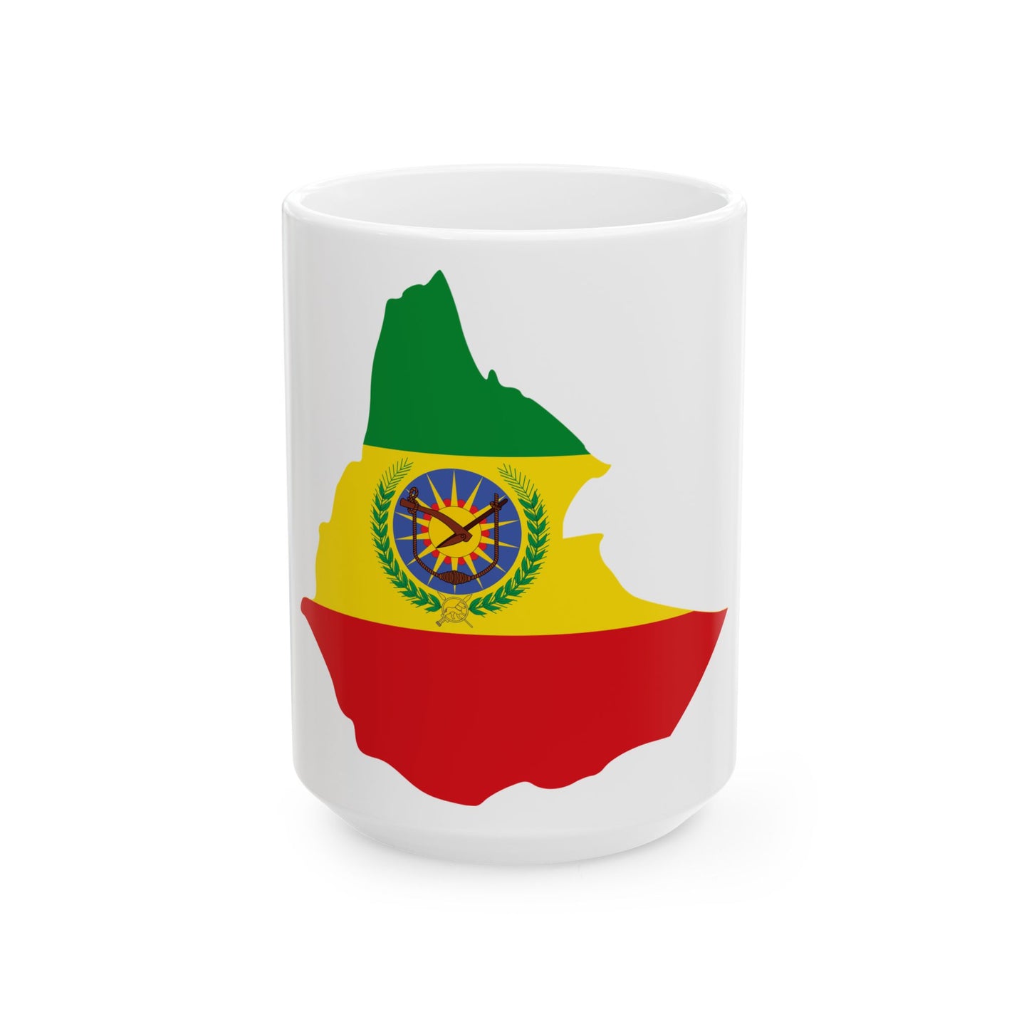 Flag map of Ethiopia 1975-1987 (Ethiopia) White Coffee Mug-15oz-Go Mug Yourself