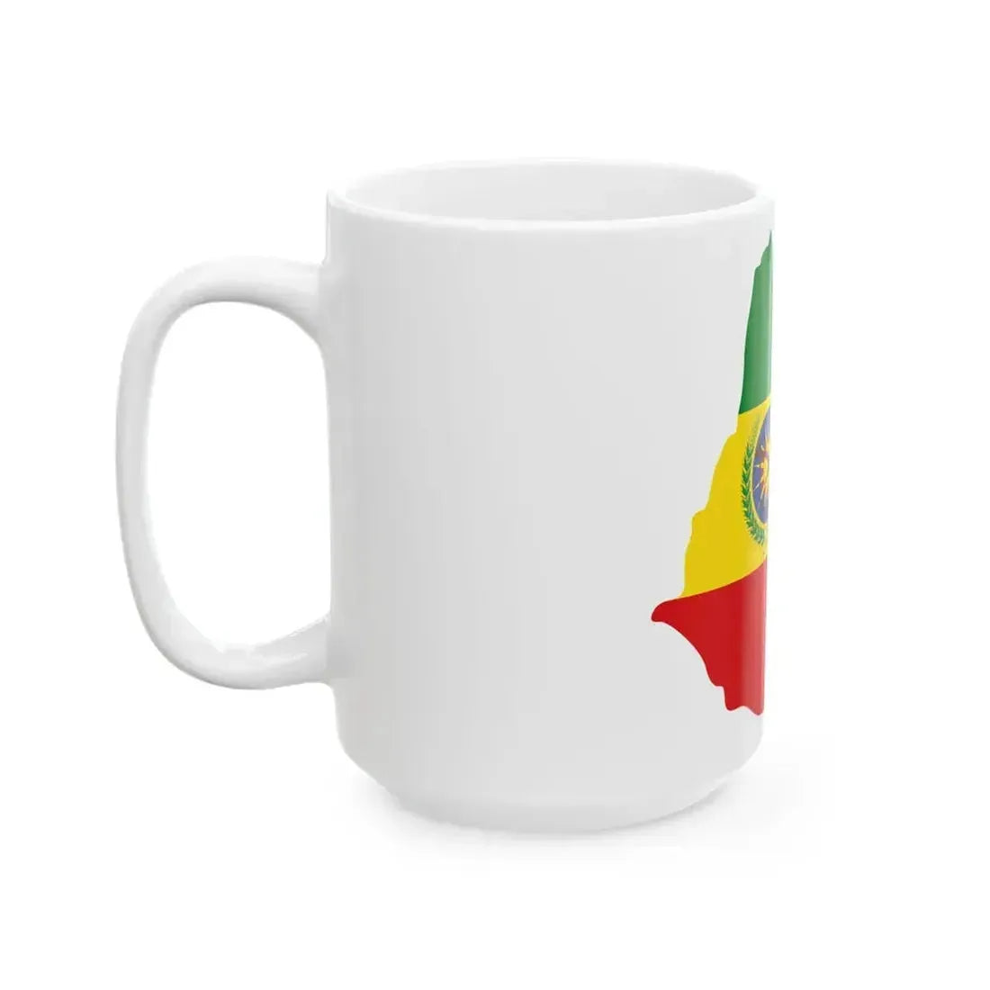 Flag map of Ethiopia 1975-1987 (Ethiopia) White Coffee Mug - Go Mug Yourself