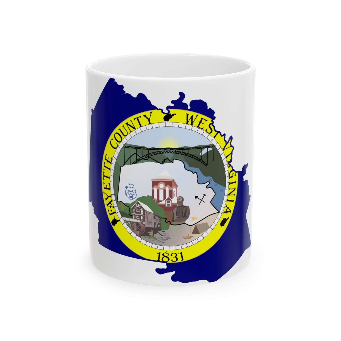 Flag map of Fayette County West Virginia (United States) White Coffee Mug-11oz-Go Mug Yourself