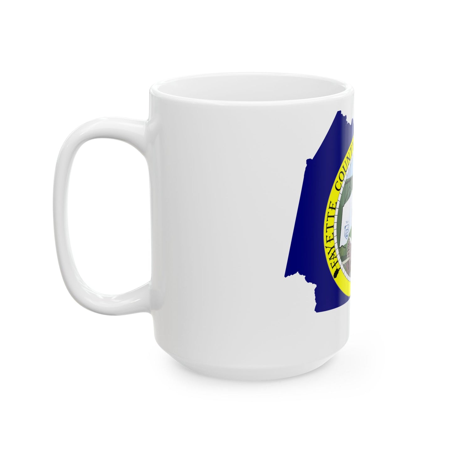 Flag map of Fayette County West Virginia (United States) White Coffee Mug-Go Mug Yourself