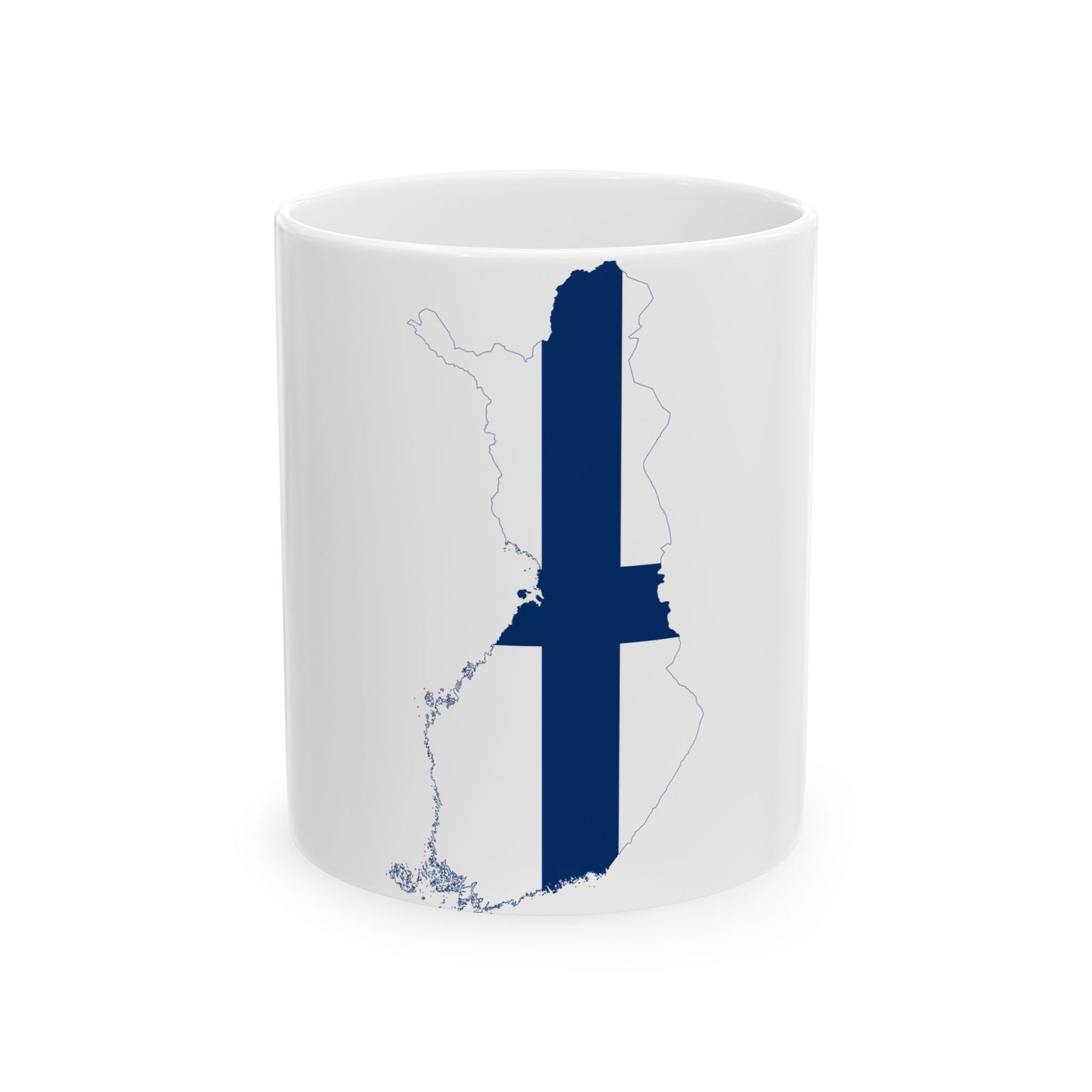 Flag-map of Finland (Finland) White Coffee Mug-11oz-Go Mug Yourself