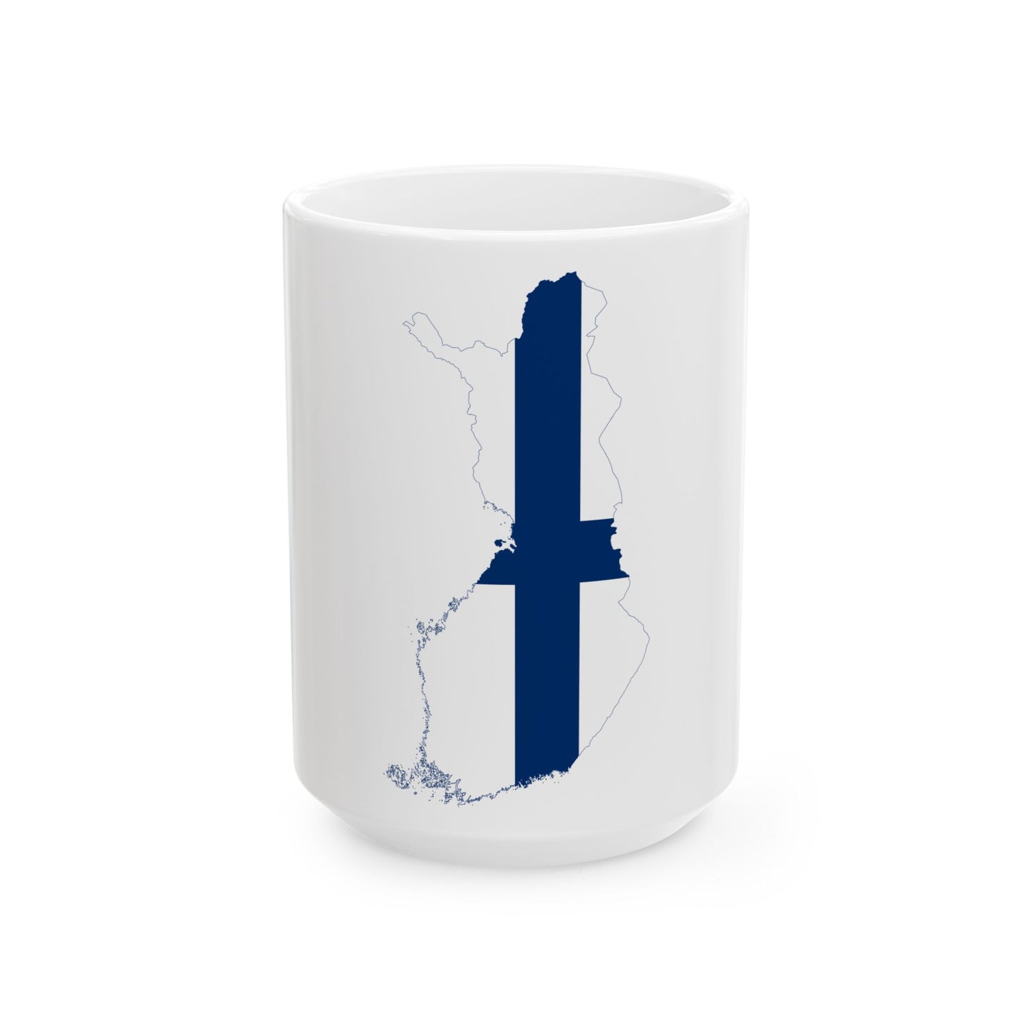 Flag-map of Finland (Finland) White Coffee Mug-15oz-Go Mug Yourself