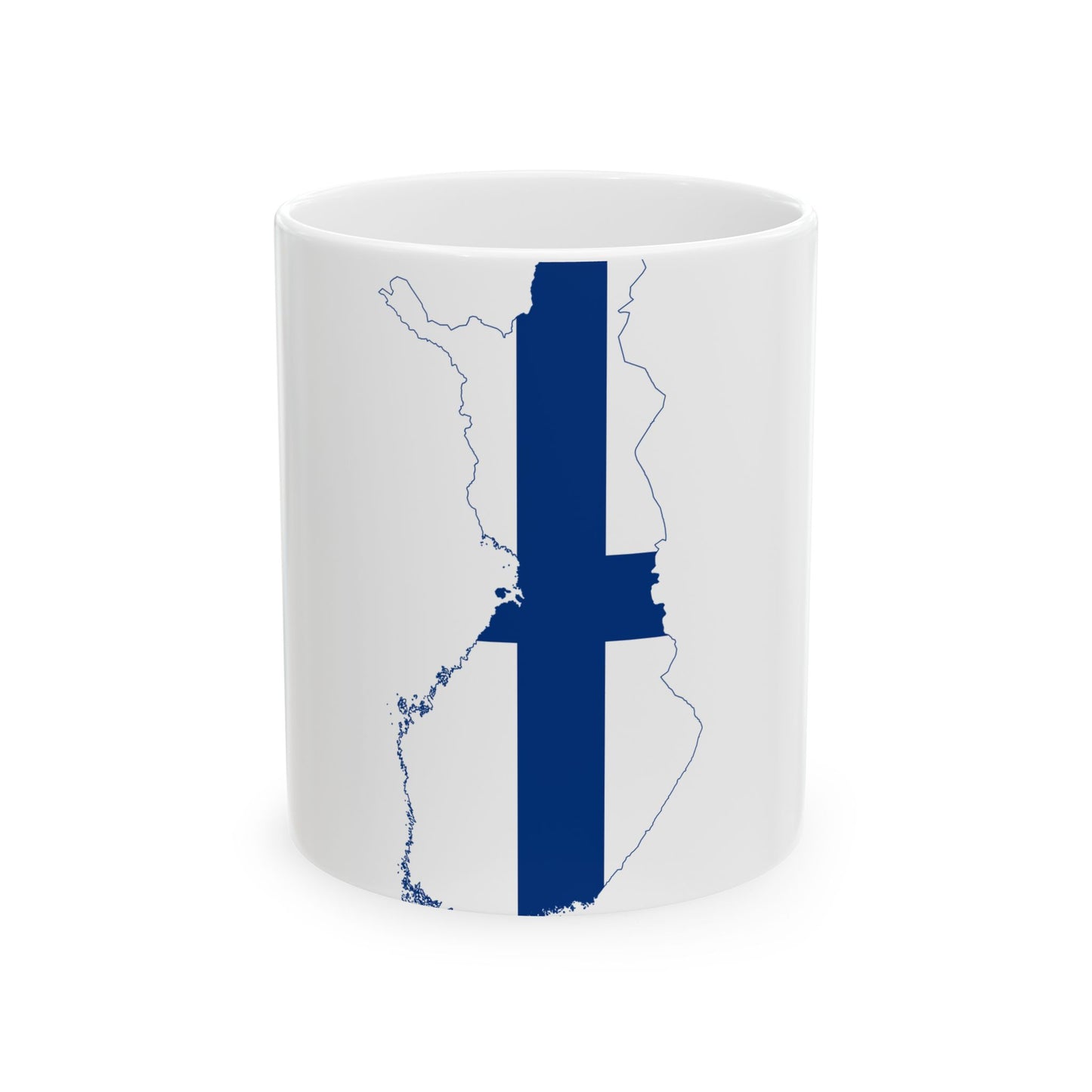 Flag-map of Finland without Aland (Finland) White Coffee Mug-11oz-Go Mug Yourself