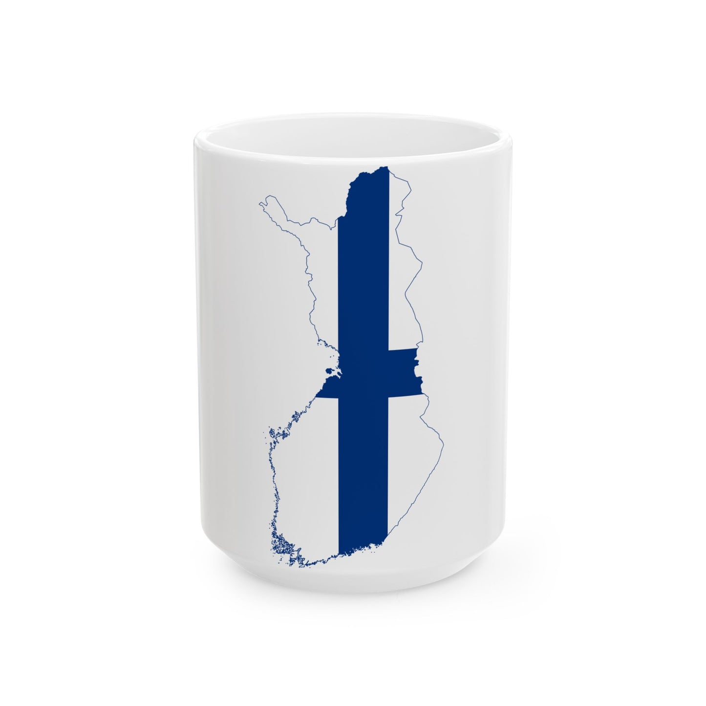 Flag-map of Finland without Aland (Finland) White Coffee Mug-15oz-Go Mug Yourself