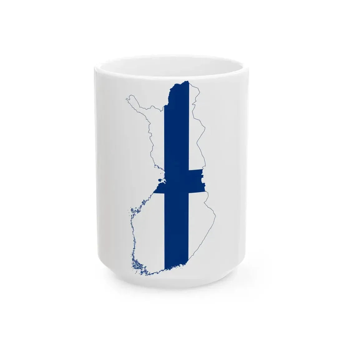 Flag-map of Finland without Aland (Finland) White Coffee Mug 15oz - Go Mug Yourself