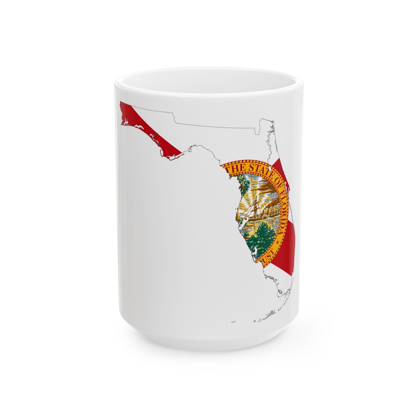 Flag-map of Florida (United States) White Coffee Mug-15oz-Go Mug Yourself