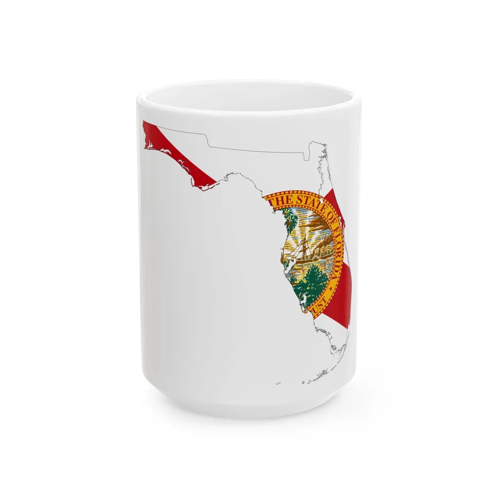 Flag-map of Florida (United States) White Coffee Mug 15oz - Go Mug Yourself