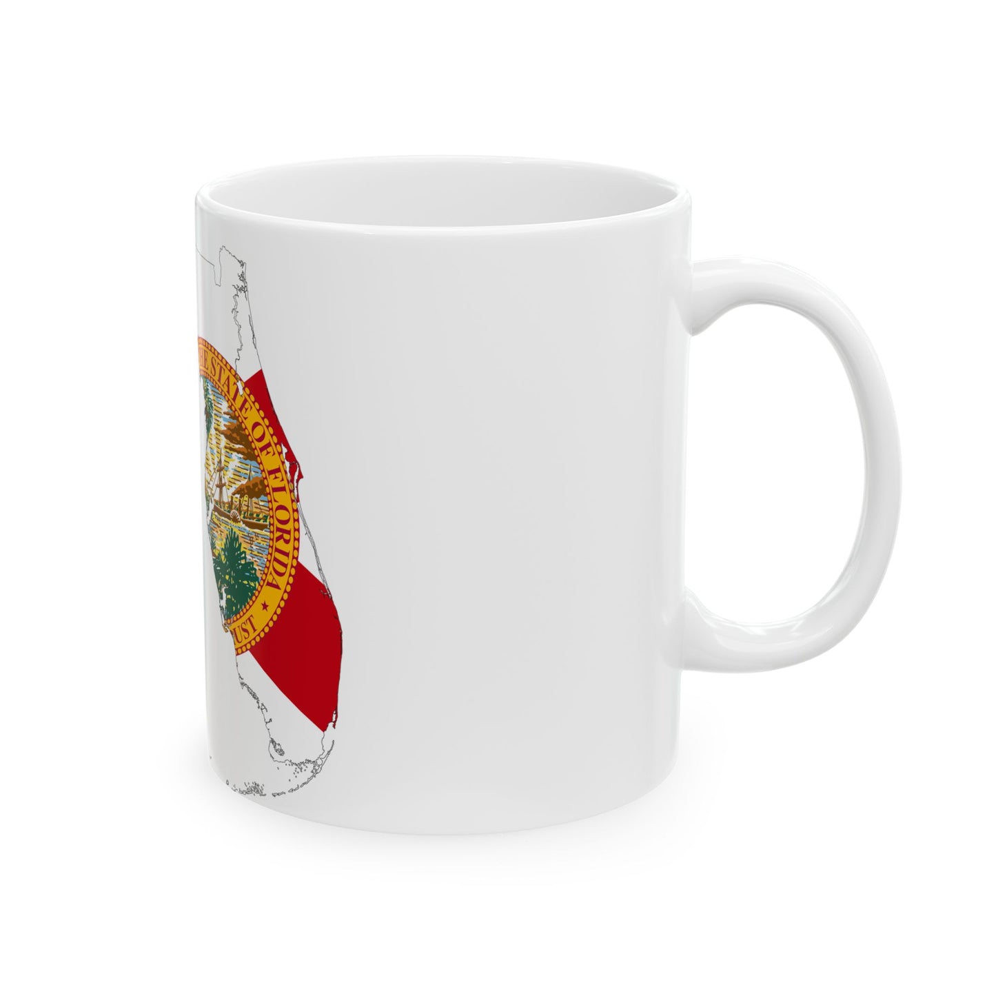 Flag-map of Florida (United States) White Coffee Mug-Go Mug Yourself