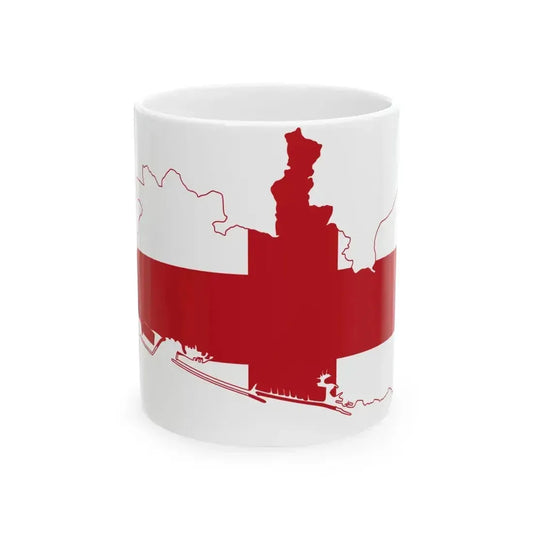 Flag map of Genoa (Italy) White Coffee Mug 11oz - Go Mug Yourself