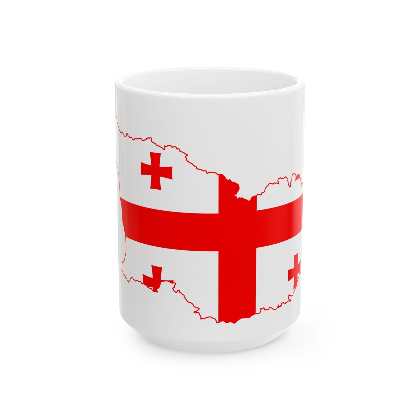 Flag map of Georgia (Georgia) White Coffee Mug-15oz-Go Mug Yourself