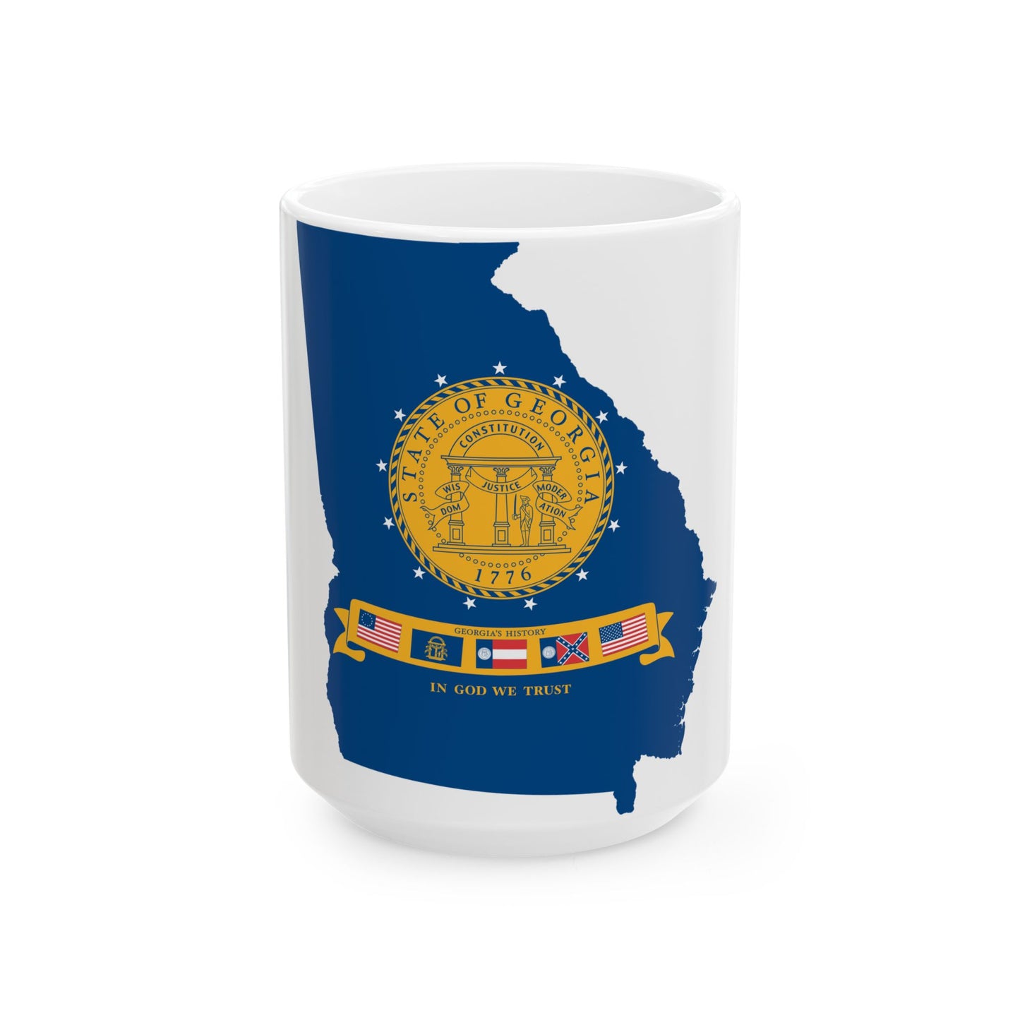 Flag-map of Georgia U.S. state 2001-2003 (United States) White Coffee Mug-15oz-Go Mug Yourself