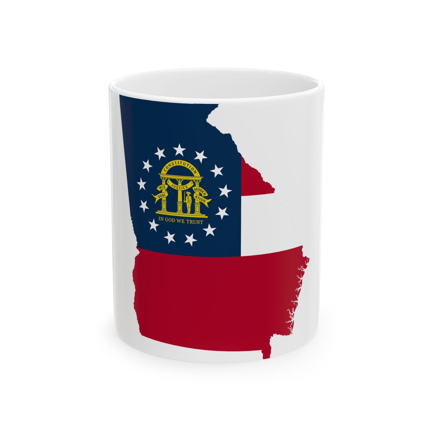 Flag-map of Georgia U.S. state (United States) White Coffee Mug-11oz-Go Mug Yourself