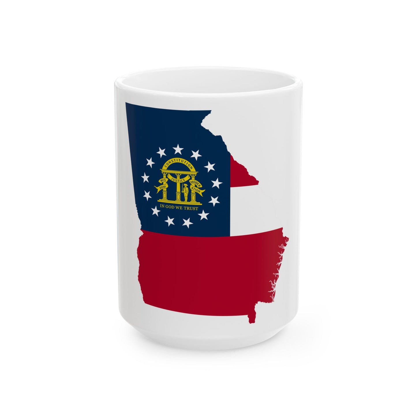 Flag-map of Georgia U.S. state (United States) White Coffee Mug-15oz-Go Mug Yourself