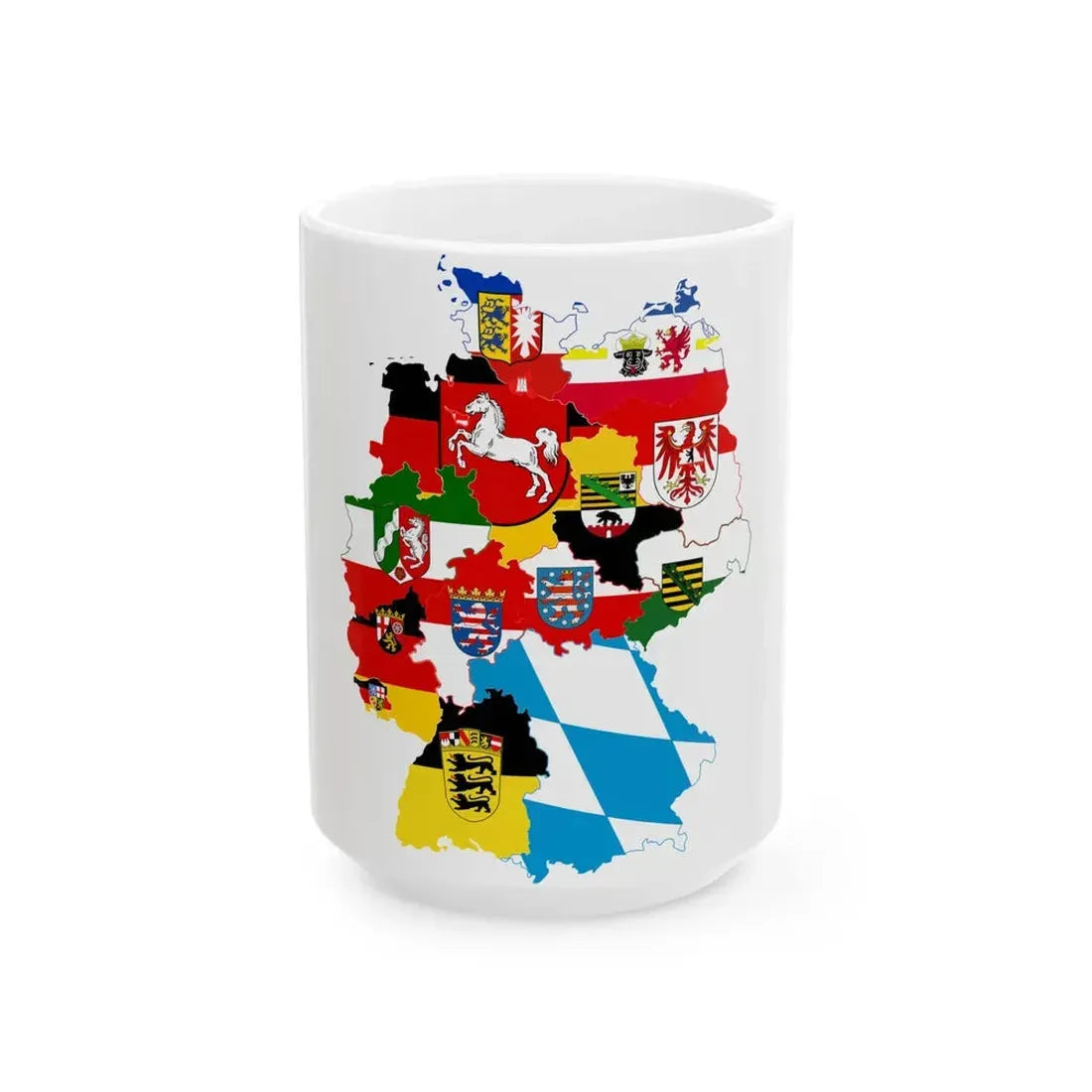 Flag-map of Germany subdivisions (Germany) White Coffee Mug 15oz - Go Mug Yourself
