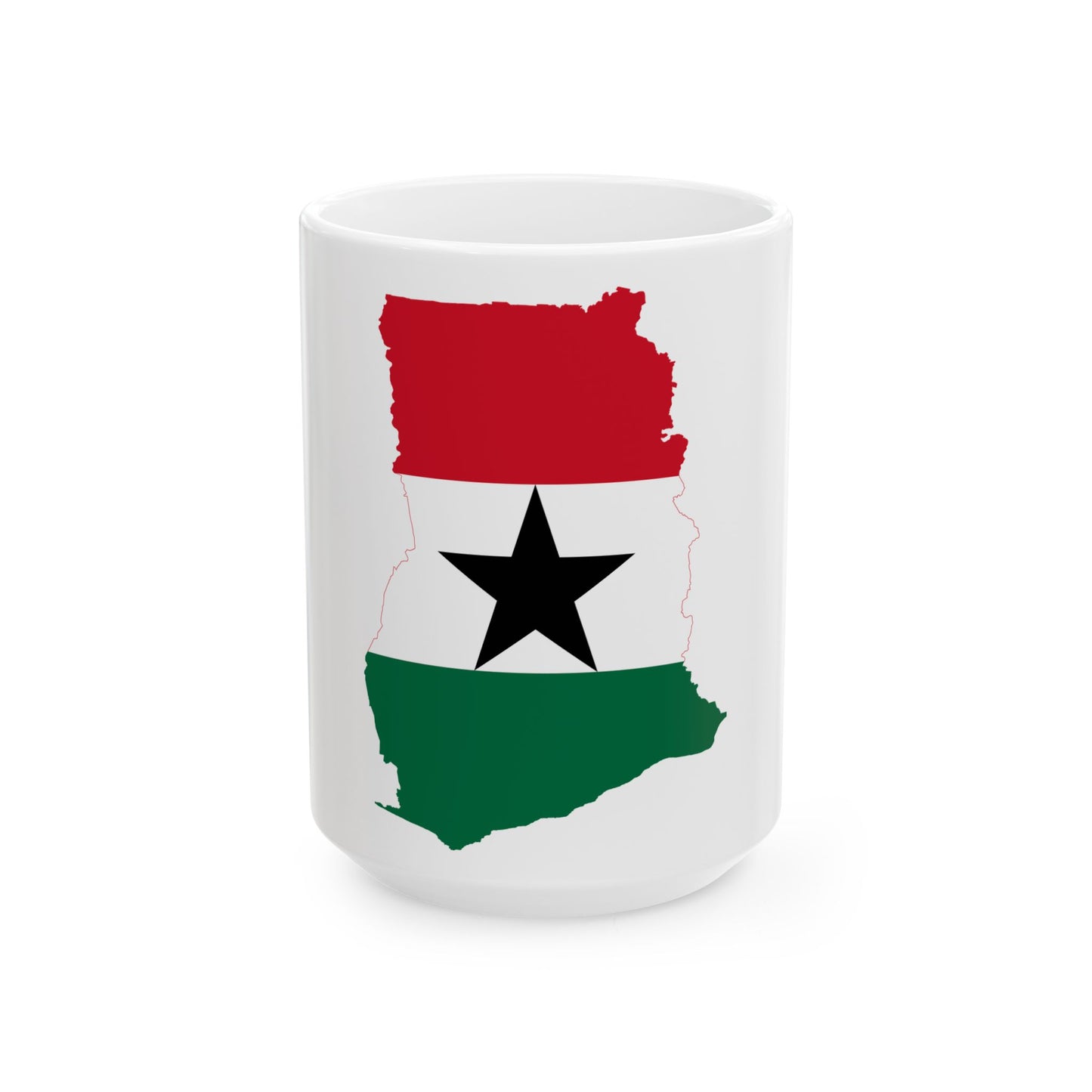 Flag map of Ghana 1964-1966 (Ghana) White Coffee Mug-15oz-Go Mug Yourself