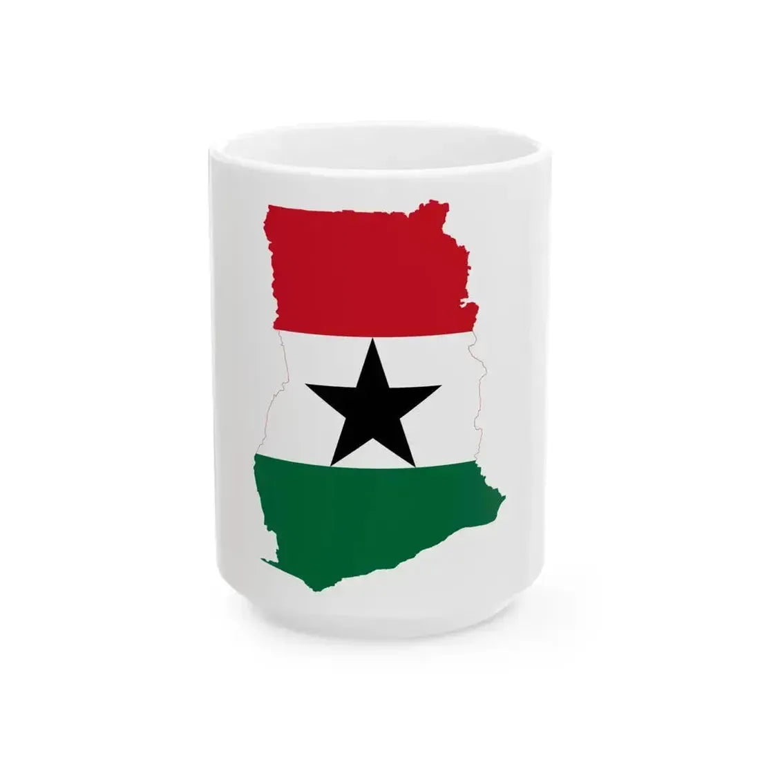 Flag map of Ghana 1964-1966 (Ghana) White Coffee Mug 15oz - Go Mug Yourself