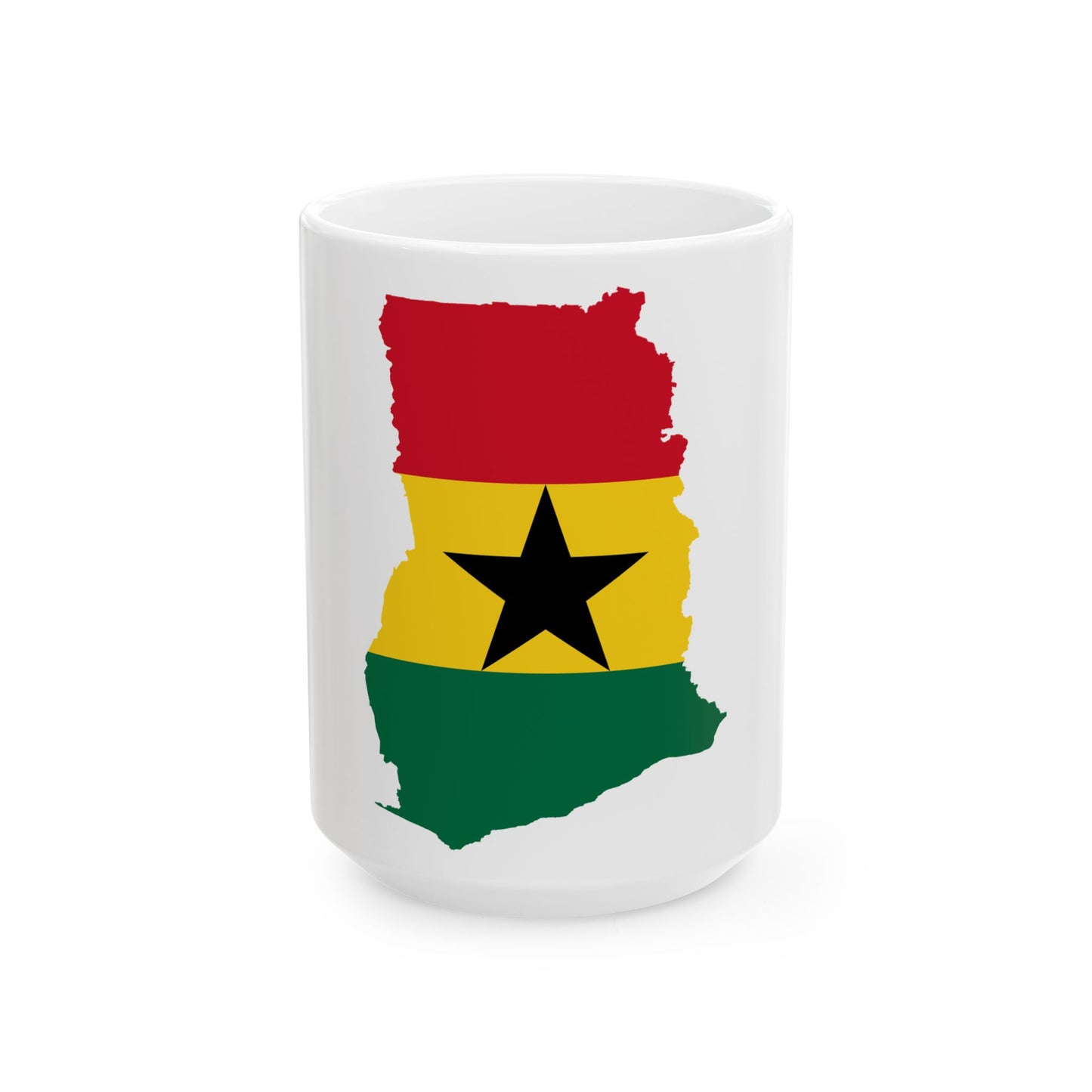 Flag map of Ghana (Ghana) White Coffee Mug-15oz-Go Mug Yourself