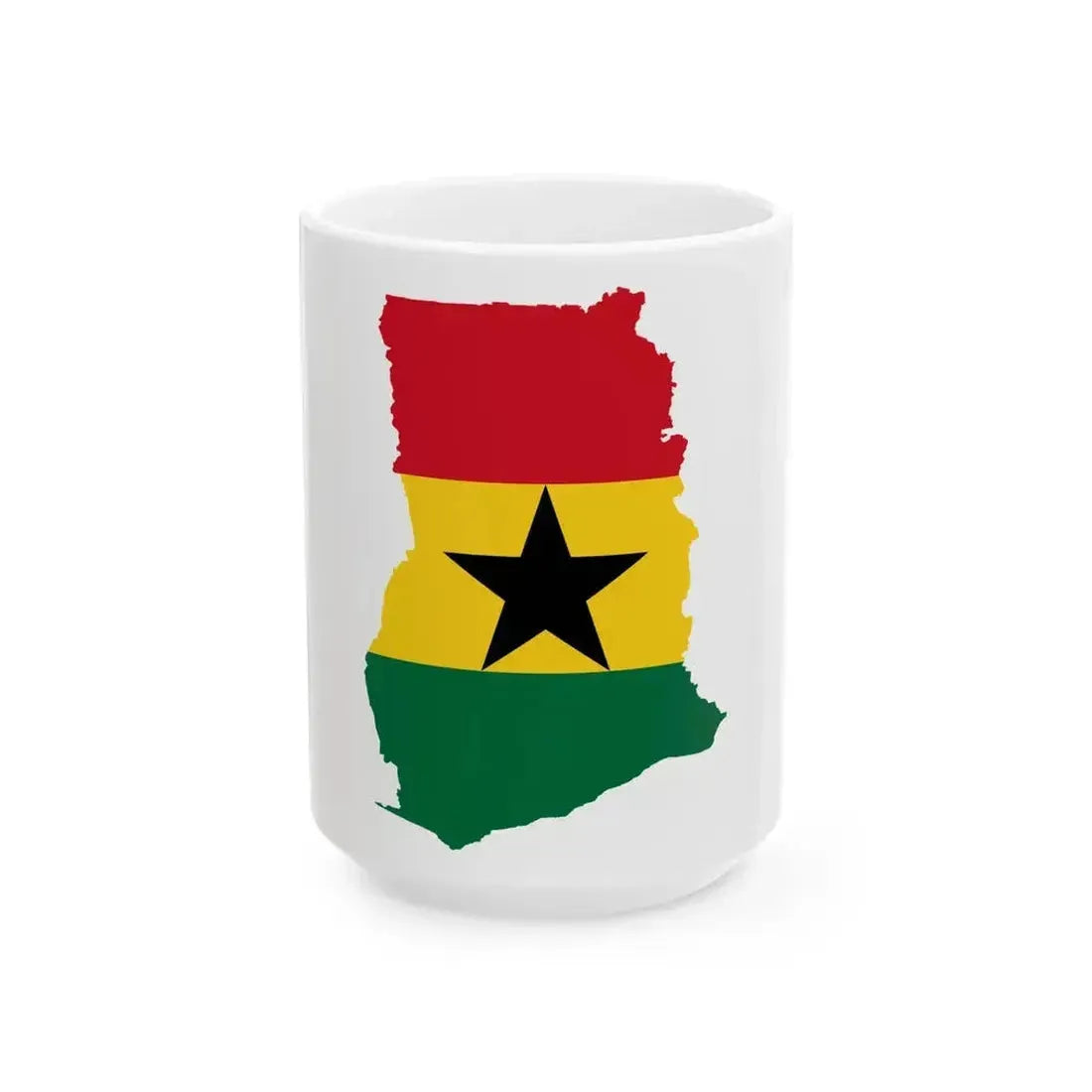 Flag map of Ghana (Ghana) White Coffee Mug 15oz - Go Mug Yourself