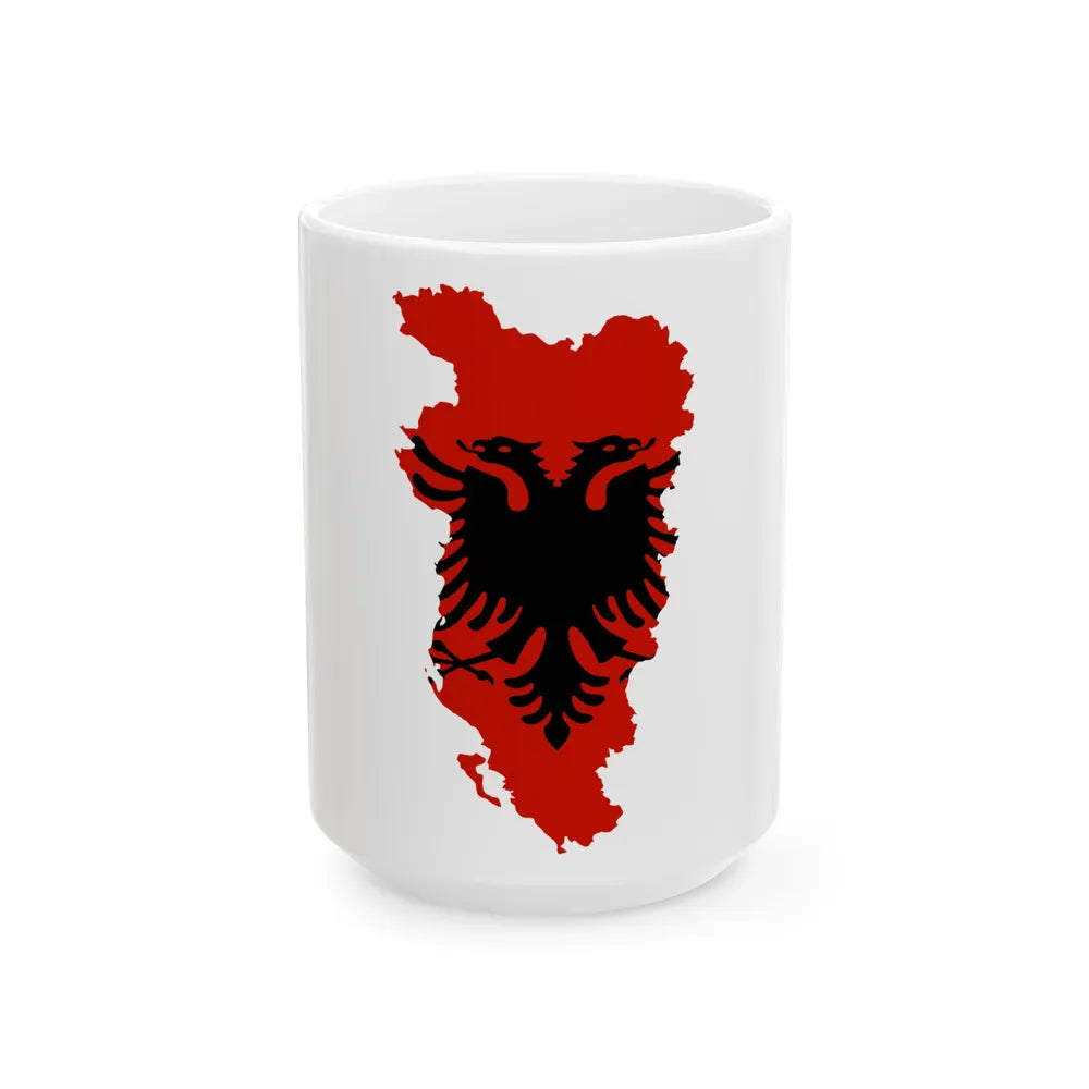 Flag-map of Greater Albania (Albania) White Coffee Mug 15oz - Go Mug Yourself