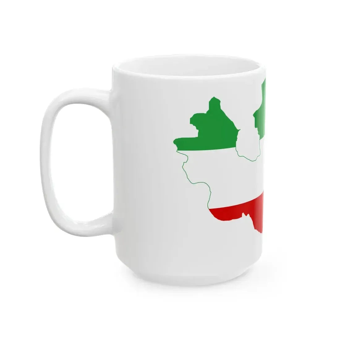 Flag-map of Greater Iran tricolour (Iran) White Coffee Mug - Go Mug Yourself