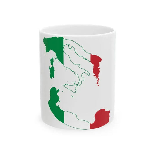 Flag map of Greater Italy (Italy) White Coffee Mug 11oz - Go Mug Yourself