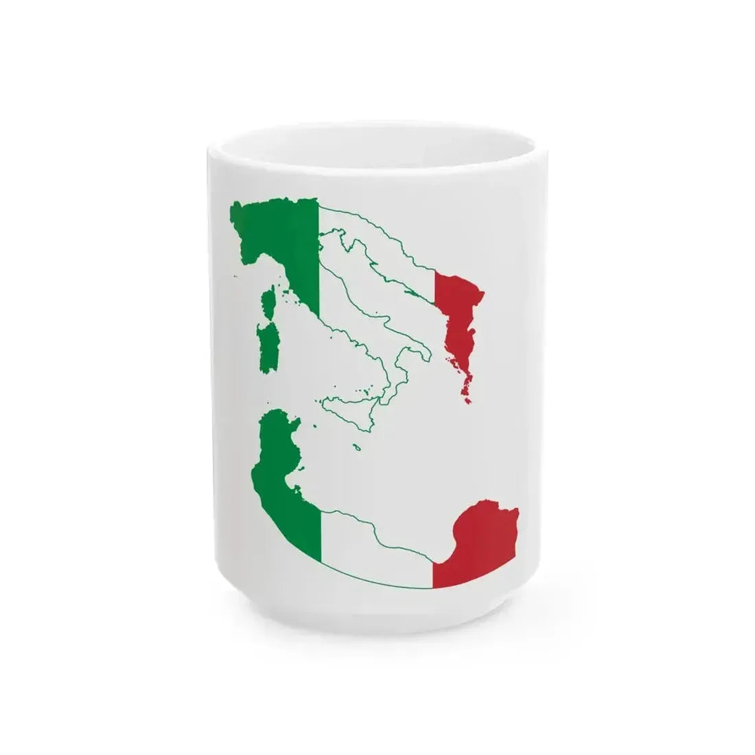 Flag map of Greater Italy (Italy) White Coffee Mug 15oz - Go Mug Yourself