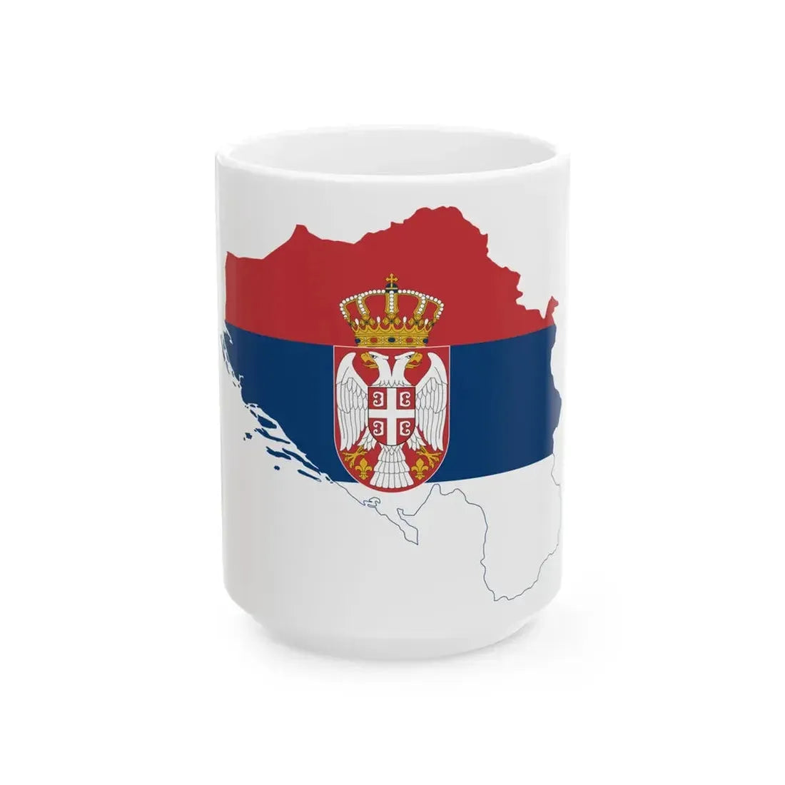 Flag-map of Greater Serbia (Serbia) White Coffee Mug 15oz - Go Mug Yourself