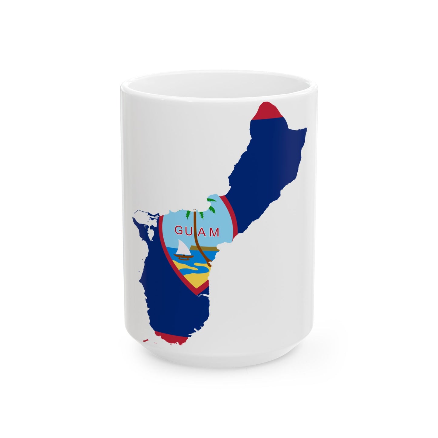 Flag map of Guam (United States) White Coffee Mug-15oz-Go Mug Yourself