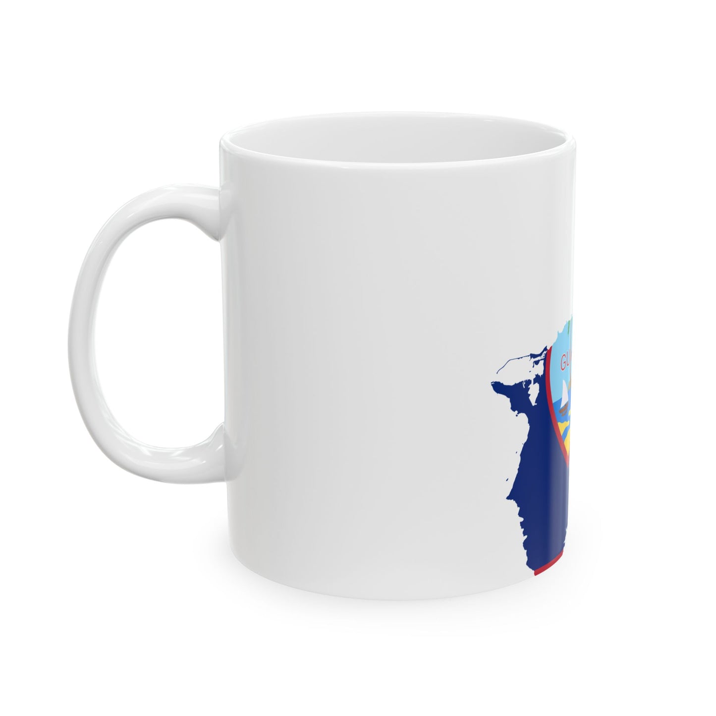 Flag map of Guam (United States) White Coffee Mug-Go Mug Yourself