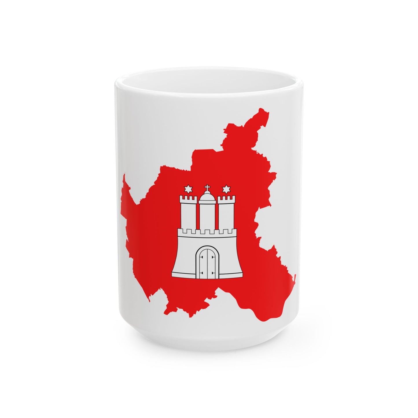Flag map of Hamburg (Germany) White Coffee Mug-15oz-Go Mug Yourself