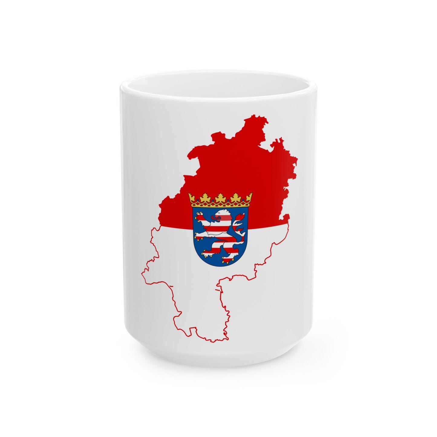 Flag map of Hesse (Germany) White Coffee Mug-15oz-Go Mug Yourself