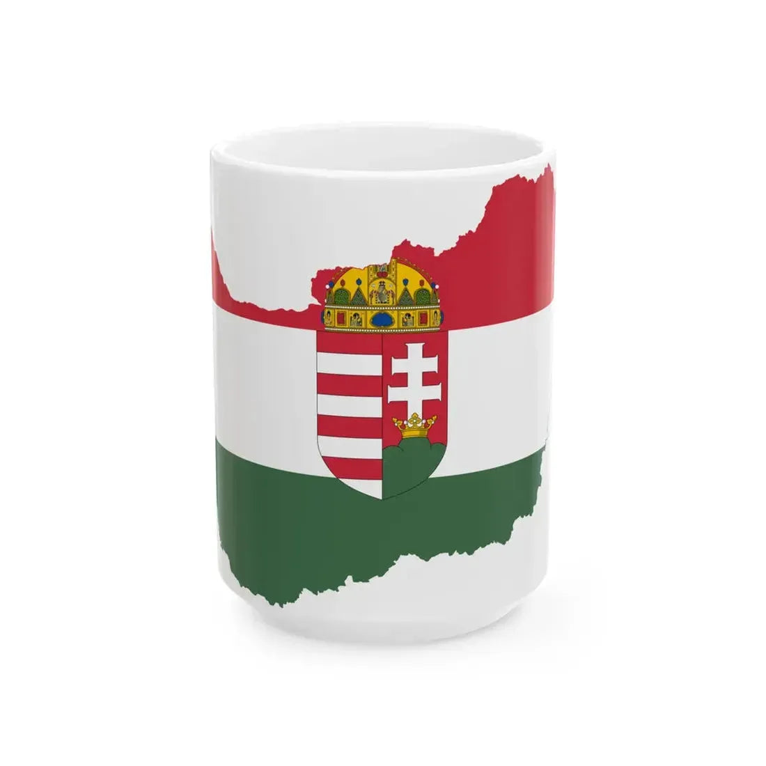 Flag-map of Hungary 1921 (Hungary) White Coffee Mug 15oz - Go Mug Yourself