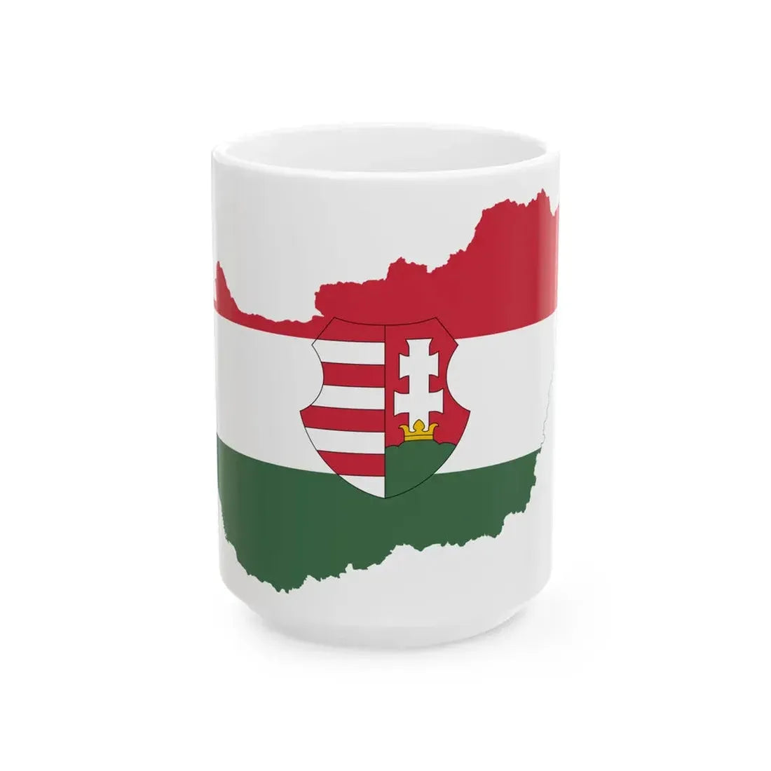 Flag-map of Hungary 1947-1949 1956-1957 (Hungary) White Coffee Mug 15oz - Go Mug Yourself