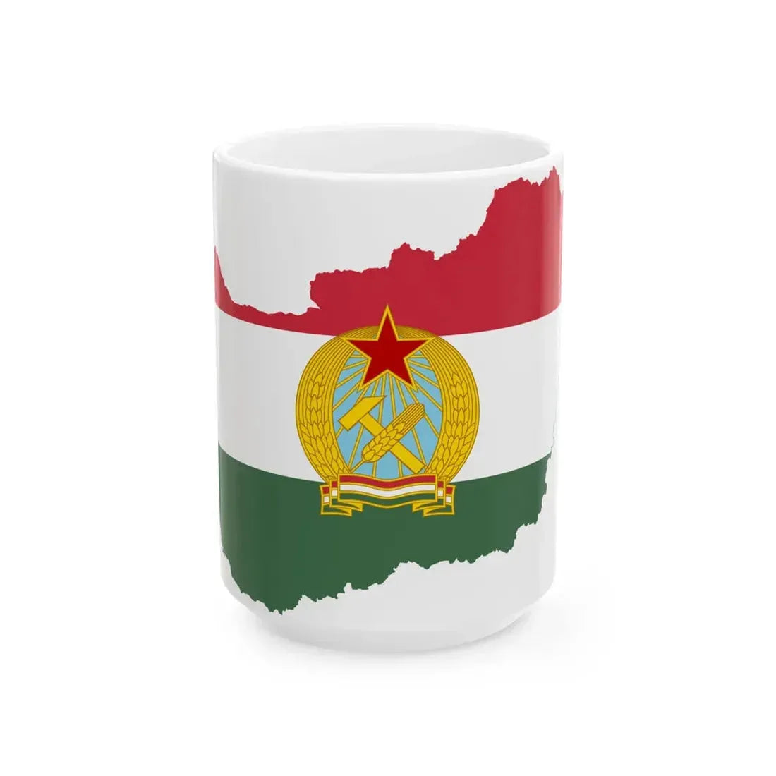 Flag-map of Hungary 1949-1956 (Hungary) White Coffee Mug 15oz - Go Mug Yourself
